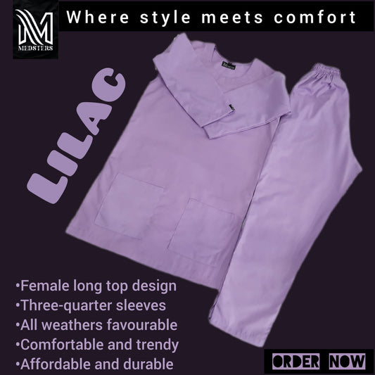 Women Round Neck Lilac Scrubs