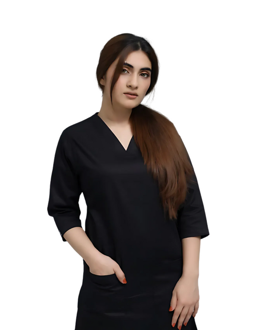 Jet Black - Female Scrubs - V neck