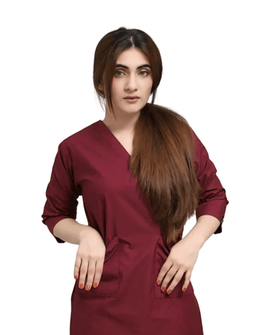 Maroon Scrubs for Women - V Neck