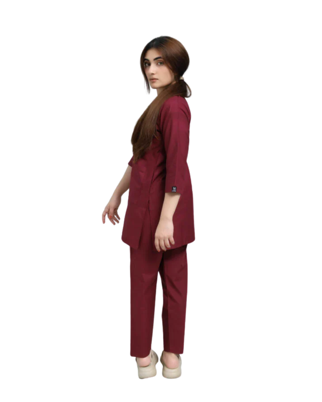 Maroon Scrubs for Women - V Neck