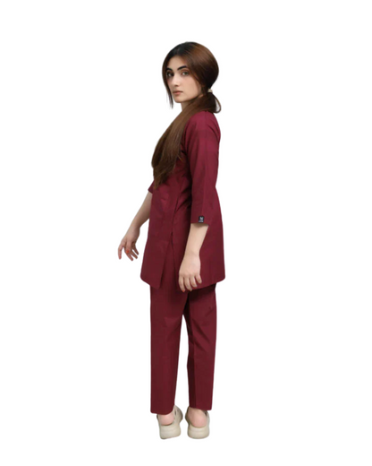 Maroon Scrubs for Women - V Neck