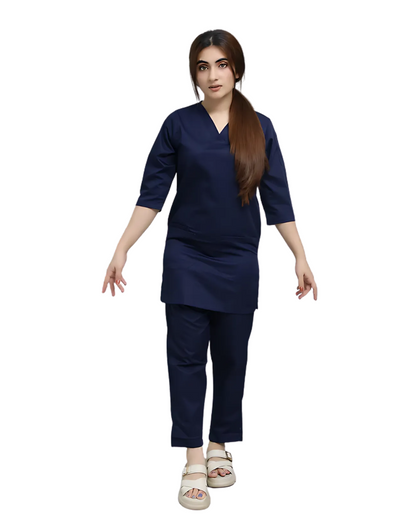 Navy Blue Scrubs for Women - V Neck