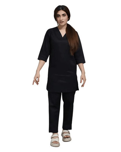 Jet Black - Female Scrubs - V neck