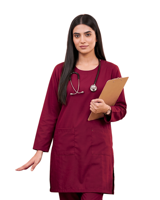 Women Scrubs - Round Neck Maroon Color