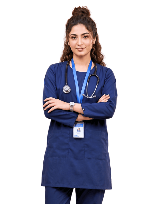 Navy Blue Scrubs for Women - Round Neck