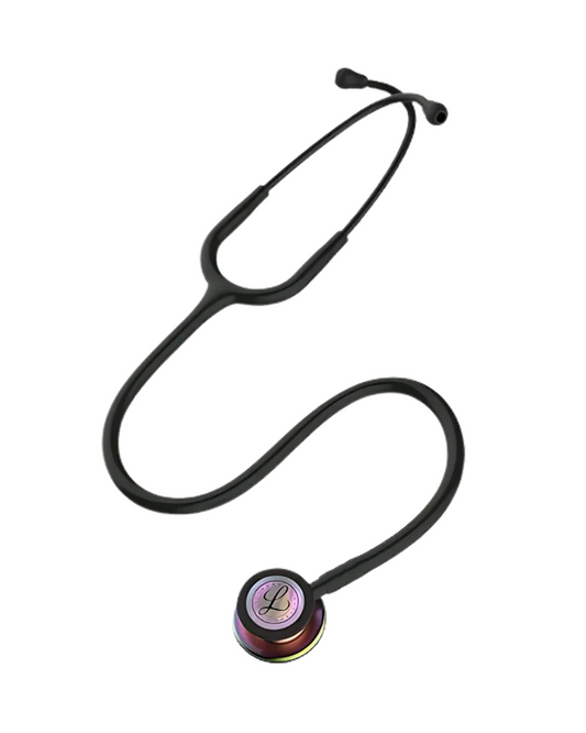 3M™ Littmann® Classic III™ Monitoring Stethoscope, 5870, Rainbow-Finish Chestpiece, black stem and headset, Black Tube