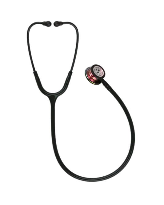 3M™ Littmann® Classic III™ Monitoring Stethoscope, 5870, Rainbow-Finish Chestpiece, black stem and headset, Black Tube